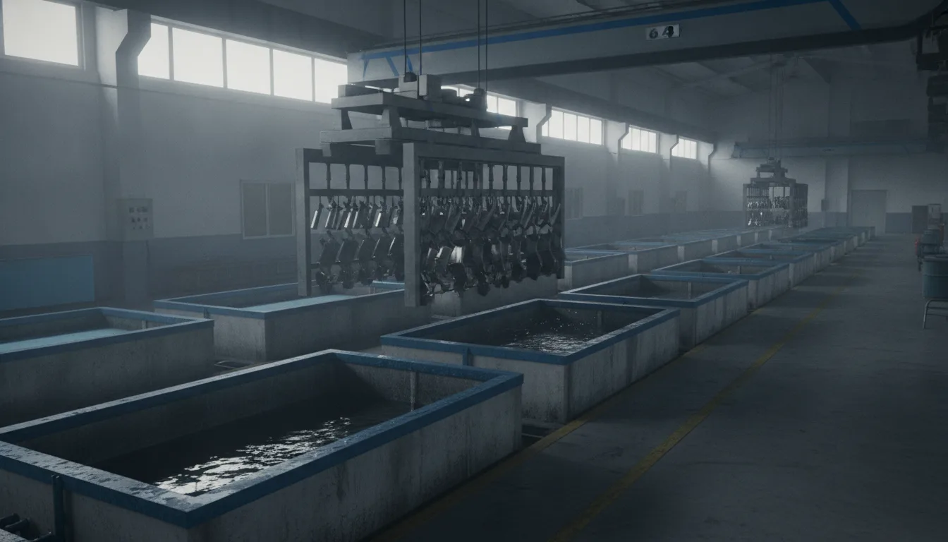 Electroplating line with automated hoists