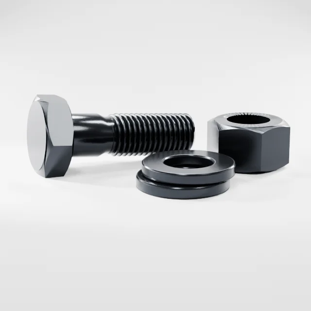 Heavy Hex Bolt Assemblies M16×50 10.9S Alloy Steel Black Oxide, Product rendering