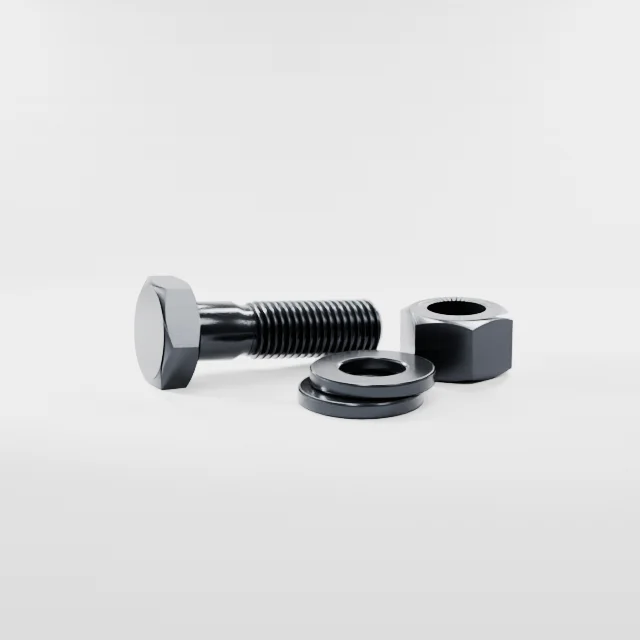 Heavy Hex Bolt Assemblies M16×55 10.9S Alloy Steel Black Oxide, Product rendering