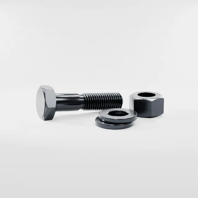 Heavy Hex Bolt Assemblies M16×65 10.9S Alloy Steel Black Oxide, Product rendering