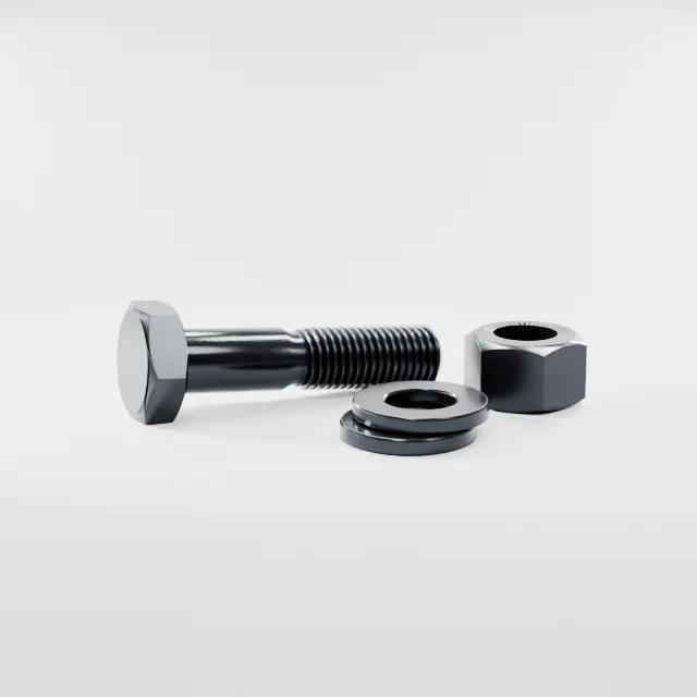 Heavy Hex Bolt Assemblies M16×70 10.9S Alloy Steel Black Oxide, Product rendering