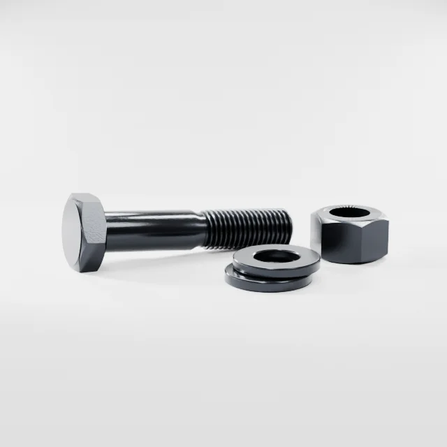 Heavy Hex Bolt Assemblies M16×80 10.9S Alloy Steel Black Oxide, Product rendering