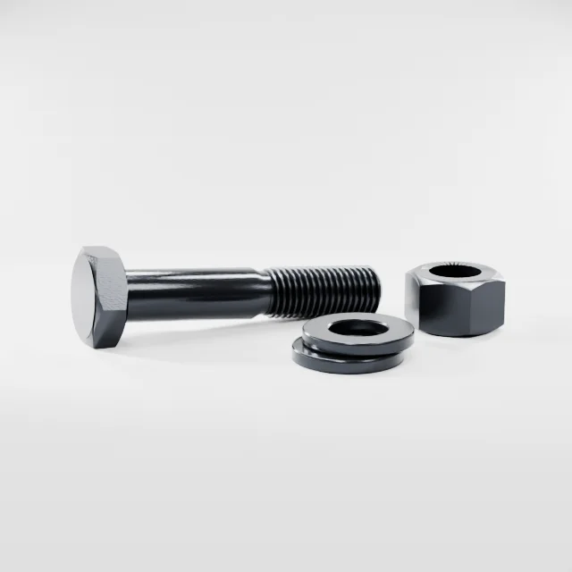 Heavy Hex Bolt Assemblies M16×85 10.9S Alloy Steel Black Oxide, Product rendering