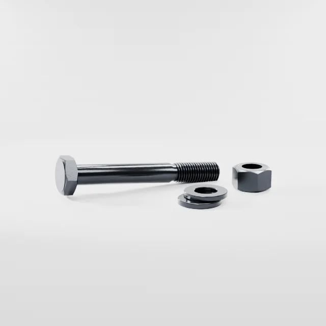 Heavy Hex Bolt Assemblies M16×120 10.9S Alloy Steel Black Oxide, Product rendering