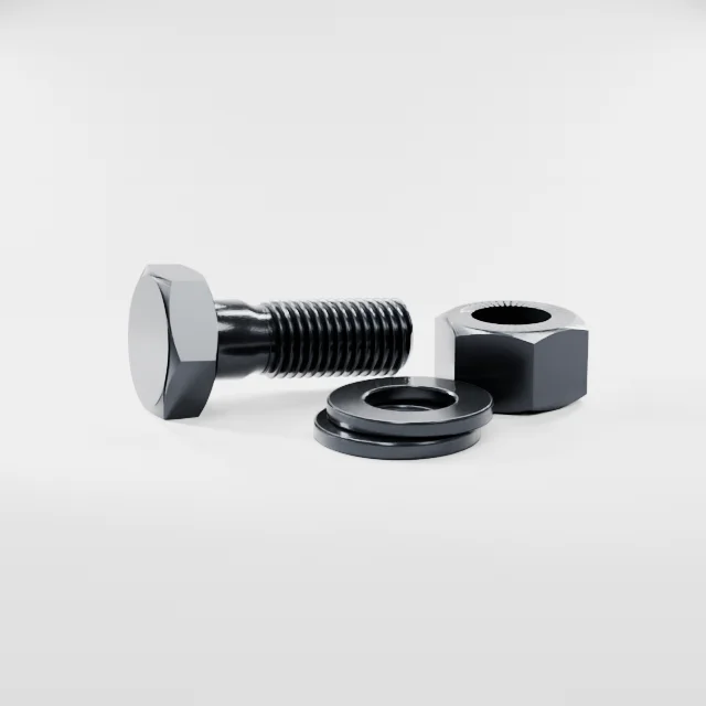 Heavy Hex Bolt Assemblies M20×55 10.9S Alloy Steel Black Oxide, Product rendering