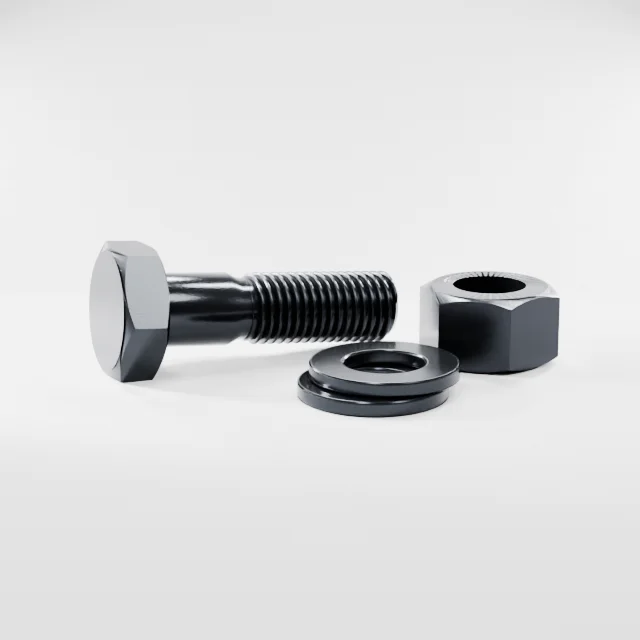 Heavy Hex Bolt Assemblies M20×70 10.9S Alloy Steel Black Oxide, Product rendering