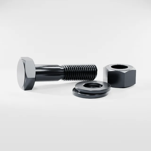 Heavy Hex Bolt Assemblies M20×80 10.9S Alloy Steel Black Oxide, Product rendering
