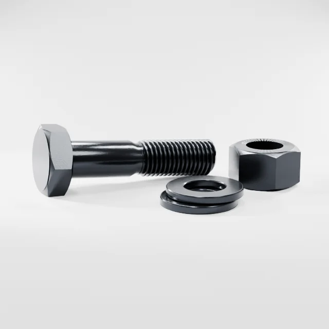 Heavy Hex Bolt Assemblies M20×85 10.9S Alloy Steel Black Oxide, Product rendering