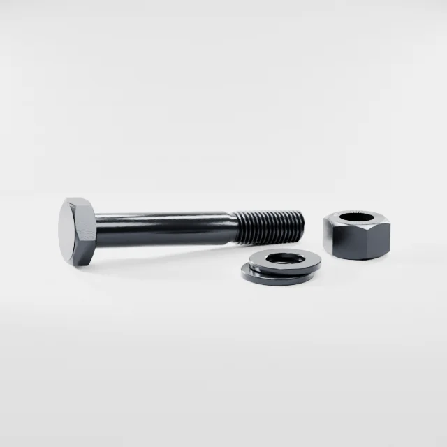 Heavy Hex Bolt Assemblies M20×130 10.9S Alloy Steel Black Oxide, Product rendering