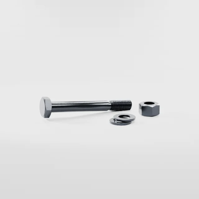 Heavy Hex Bolt Assemblies M20×160 10.9S Alloy Steel Black Oxide, Product rendering