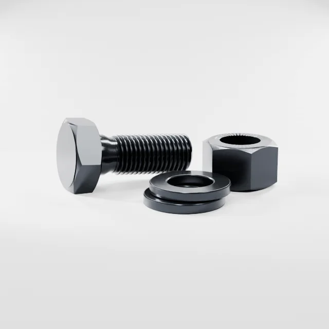 Heavy Hex Bolt Assemblies M22×55 10.9S Alloy Steel Black Oxide, Product rendering