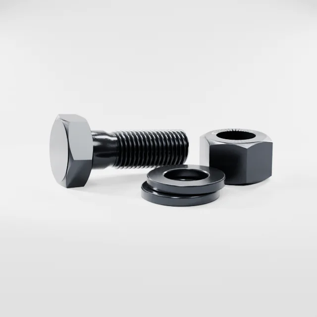 Heavy Hex Bolt Assemblies M22×60 10.9S Alloy Steel Black Oxide, Product rendering