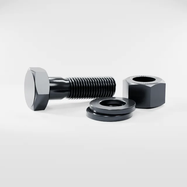 Heavy Hex Bolt Assemblies M22×70 10.9S Alloy Steel Black Oxide, Product rendering