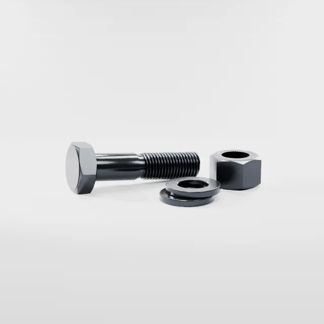 Heavy Hex Bolt Assemblies M22×90 10.9S Alloy Steel Black Oxide, Product rendering