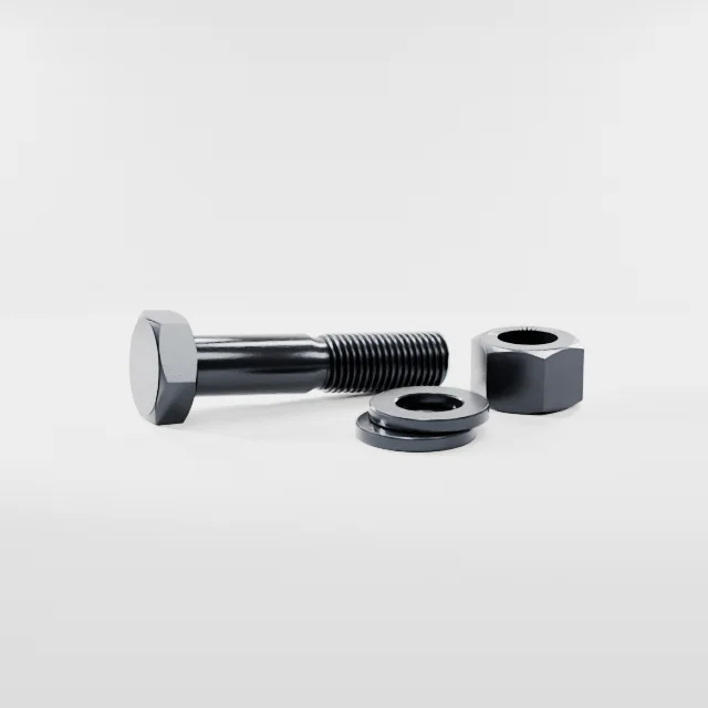 Heavy Hex Bolt Assemblies M22×100 10.9S Alloy Steel Black Oxide, Product rendering