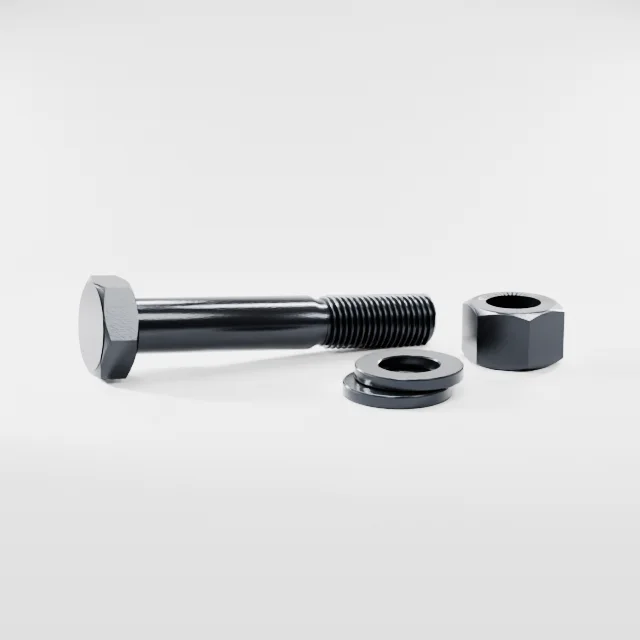 Heavy Hex Bolt Assemblies M22×130 10.9S Alloy Steel Black Oxide, Product rendering