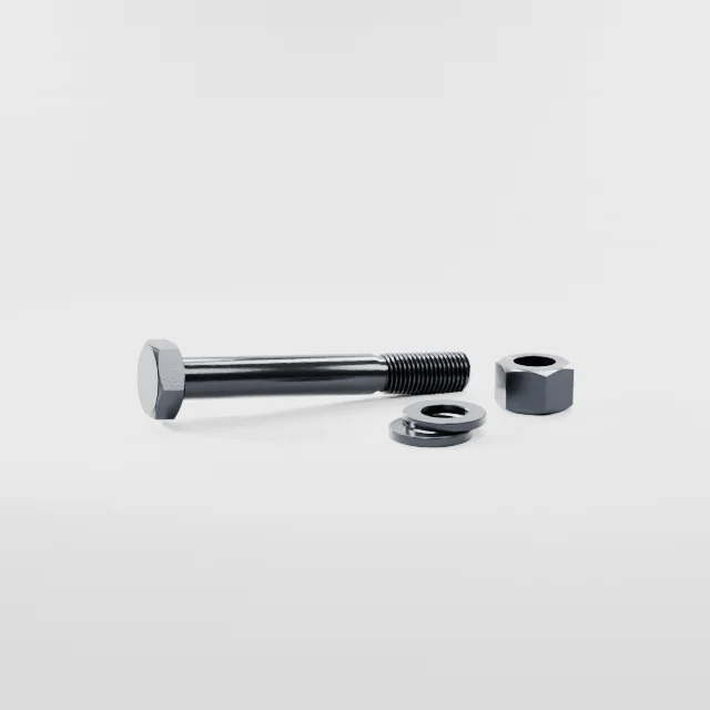 Heavy Hex Bolt Assemblies M22×160 10.9S Alloy Steel Black Oxide, Product rendering