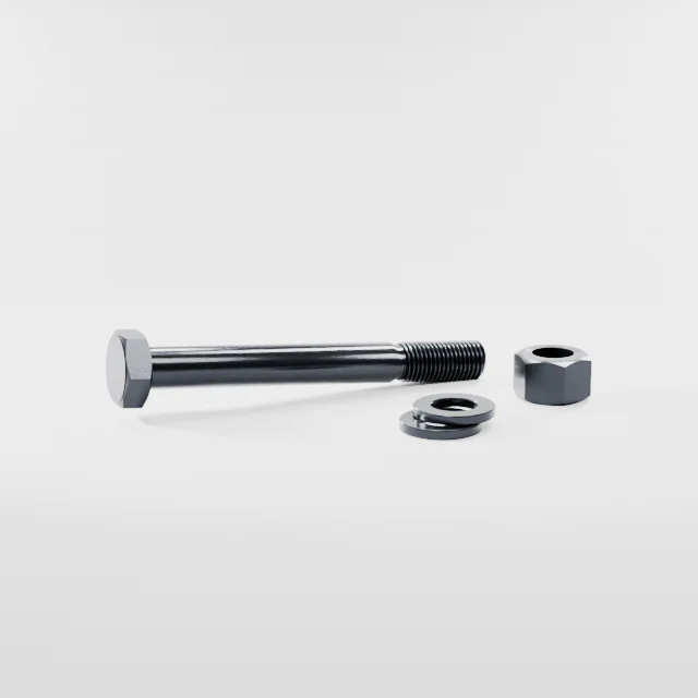 Heavy Hex Bolt Assemblies M22×190 10.9S Alloy Steel Black Oxide, Product rendering