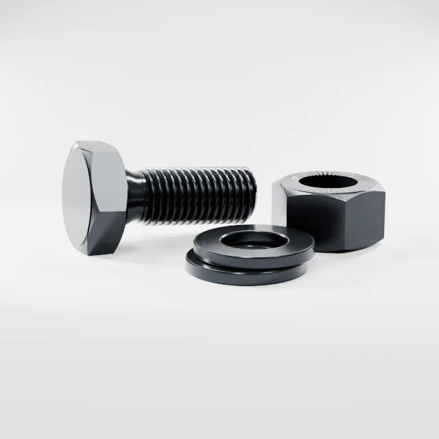 Heavy Hex Bolt Assemblies M24×60 10.9S Alloy Steel Black Oxide, Product rendering
