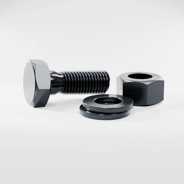 Heavy Hex Bolt Assemblies M24×65 10.9S Alloy Steel Black Oxide, Product rendering