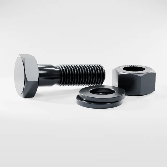 Heavy Hex Bolt Assemblies M24×80 10.9S Alloy Steel Black Oxide, Product rendering