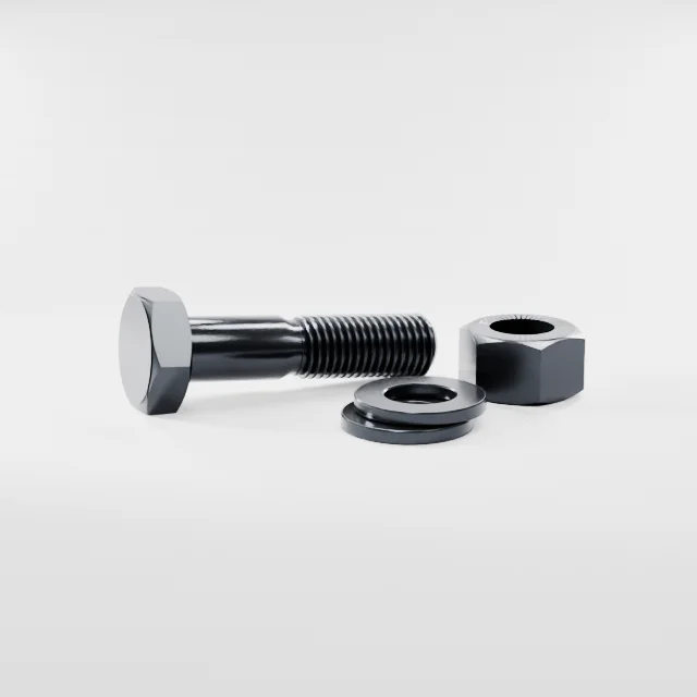 Heavy Hex Bolt Assemblies M24×100 10.9S Alloy Steel Black Oxide, Product rendering