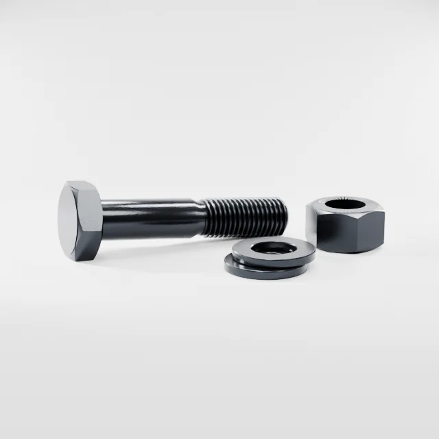 Heavy Hex Bolt Assemblies M24×120 10.9S Alloy Steel Black Oxide, Product rendering