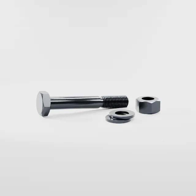 Heavy Hex Bolt Assemblies M24×160 10.9S Alloy Steel Black Oxide, Product rendering