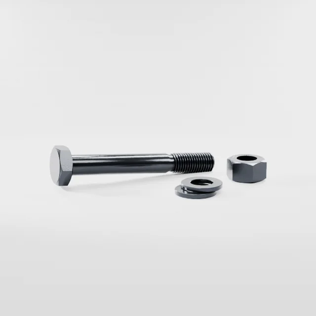 Heavy Hex Bolt Assemblies M24×180 10.9S Alloy Steel Black Oxide, Product rendering