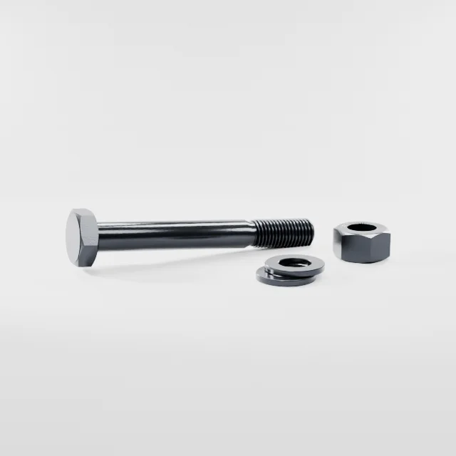Heavy Hex Bolt Assemblies M24×190 10.9S Alloy Steel Black Oxide, Product rendering