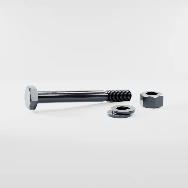 Heavy Hex Bolt Assemblies M24×200 10.9S Alloy Steel Black Oxide, Product rendering