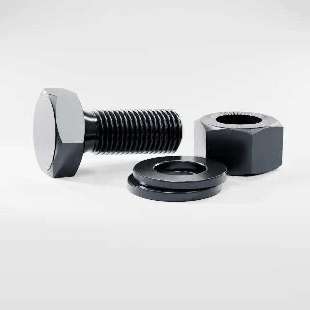 Heavy Hex Bolt Assemblies M27×65 10.9S Alloy Steel Black Oxide, Product rendering