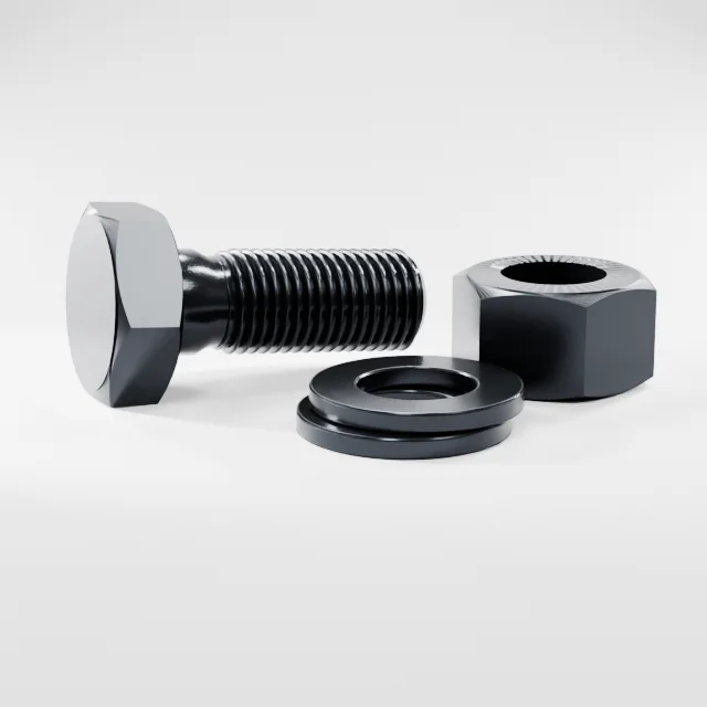 Heavy Hex Bolt Assemblies M27×70 10.9S Alloy Steel Black Oxide, Product rendering