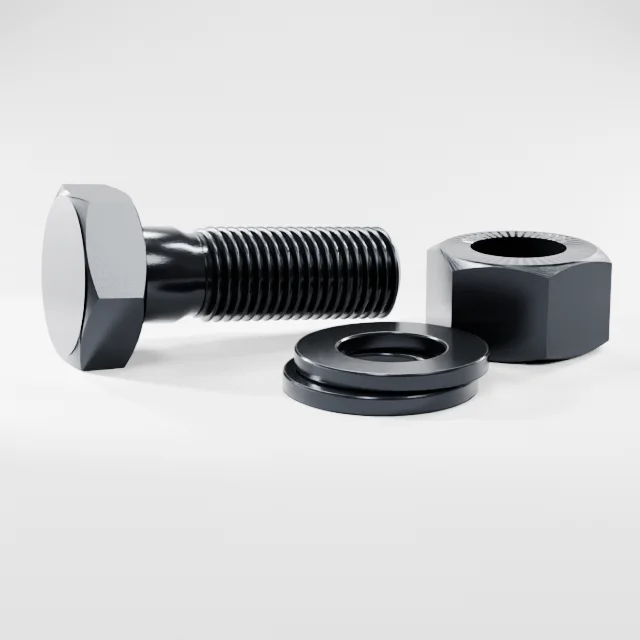 Heavy Hex Bolt Assemblies M27×80 10.9S Alloy Steel Black Oxide, Product rendering