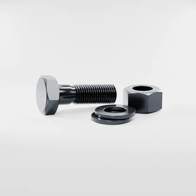 Heavy Hex Bolt Assemblies M27×85 10.9S Alloy Steel Black Oxide, Product rendering
