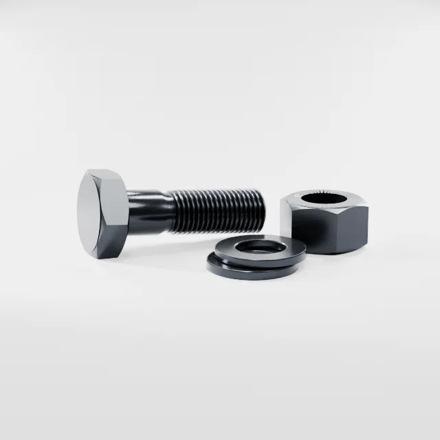 Heavy Hex Bolt Assemblies M27×90 10.9S Alloy Steel Black Oxide, Product rendering