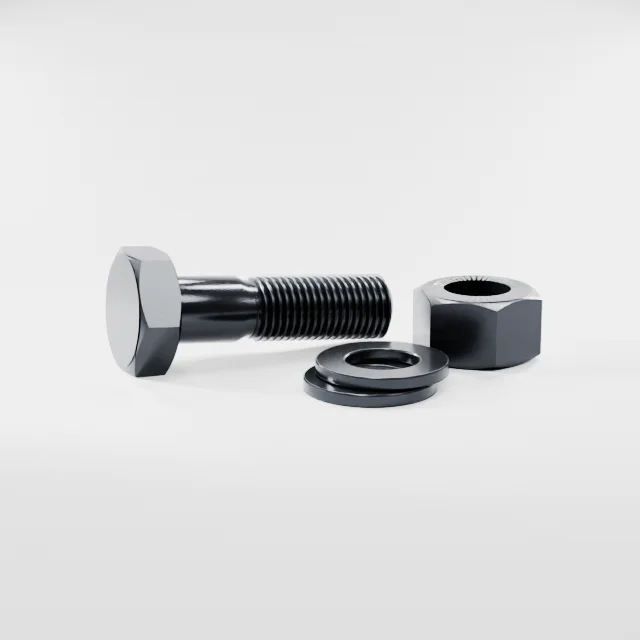 Heavy Hex Bolt Assemblies M27×95 10.9S Alloy Steel Black Oxide, Product rendering