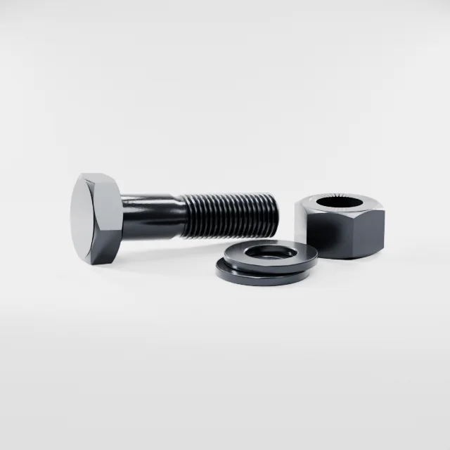 Heavy Hex Bolt Assemblies M27×100 10.9S Alloy Steel Black Oxide, Product rendering