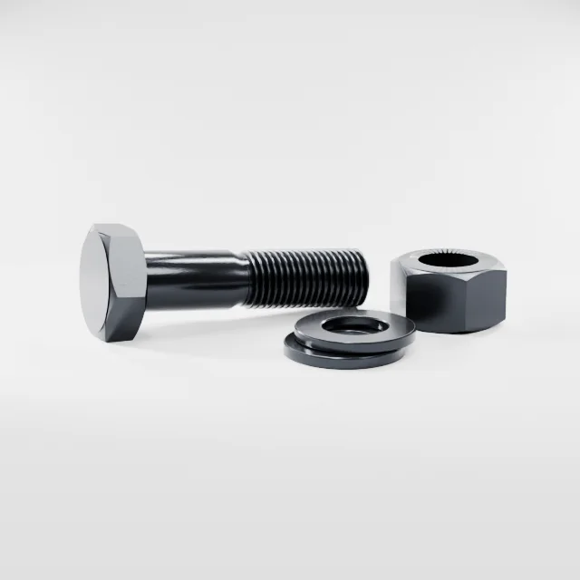 Heavy Hex Bolt Assemblies M27×110 10.9S Alloy Steel Black Oxide, Product rendering
