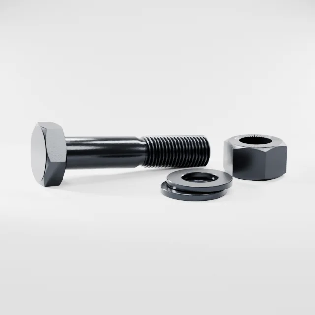 Heavy Hex Bolt Assemblies M27×130 10.9S Alloy Steel Black Oxide, Product rendering