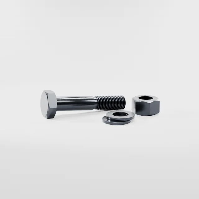 Heavy Hex Bolt Assemblies M27×140 10.9S Alloy Steel Black Oxide, Product rendering