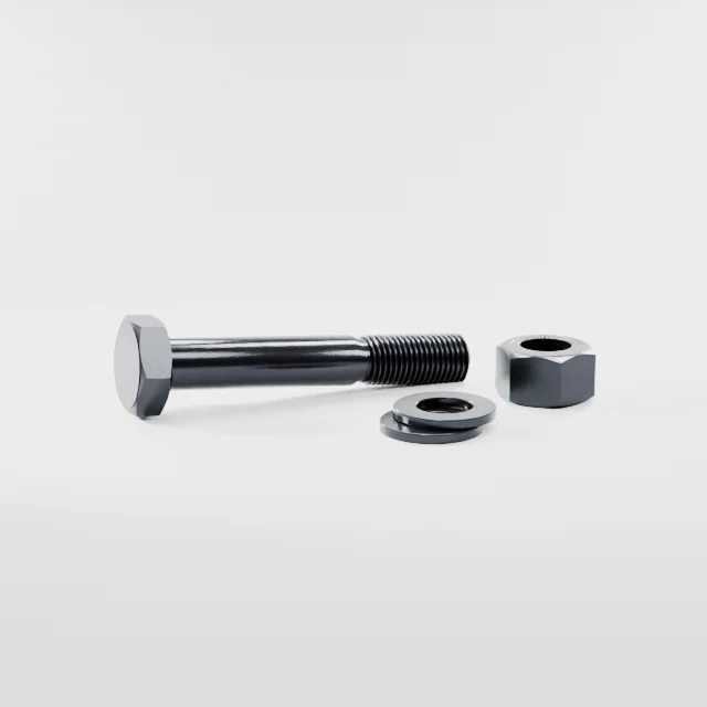 Heavy Hex Bolt Assemblies M27×170 10.9S Alloy Steel Black Oxide, Product rendering
