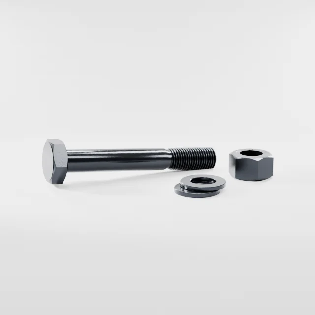 Heavy Hex Bolt Assemblies M27×190 10.9S Alloy Steel Black Oxide, Product rendering