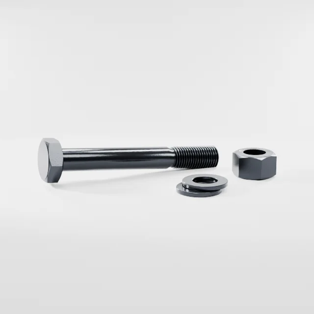 Heavy Hex Bolt Assemblies M27×200 10.9S Alloy Steel Black Oxide, Product rendering