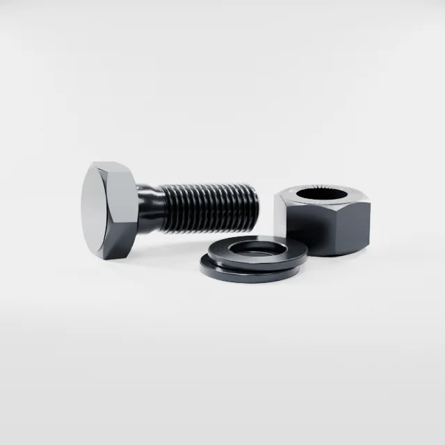 Heavy Hex Bolt Assemblies M30×80 10.9S Alloy Steel Black Oxide, Product rendering