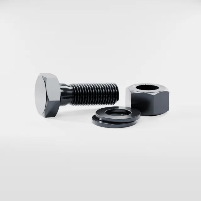 Heavy Hex Bolt Assemblies M30×85 10.9S Alloy Steel Black Oxide, Product rendering
