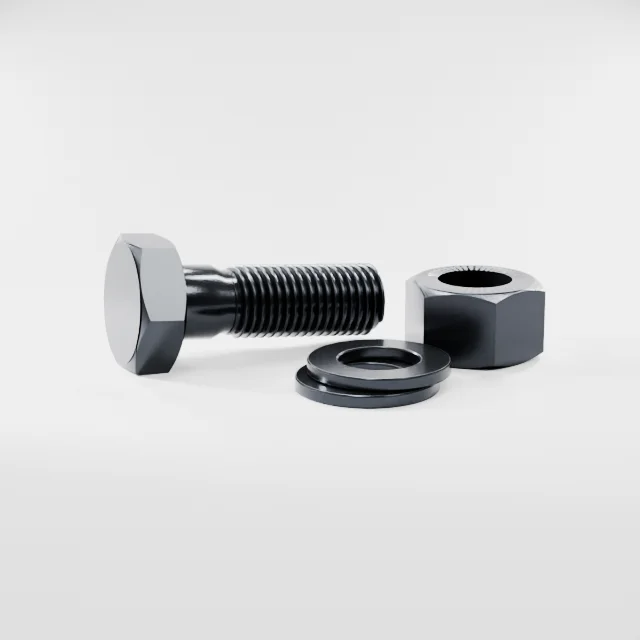 Heavy Hex Bolt Assemblies M30×90 10.9S Alloy Steel Black Oxide, Product rendering