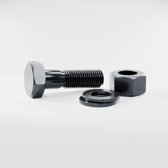 Heavy Hex Bolt Assemblies M30×100 10.9S Alloy Steel Black Oxide, Product rendering