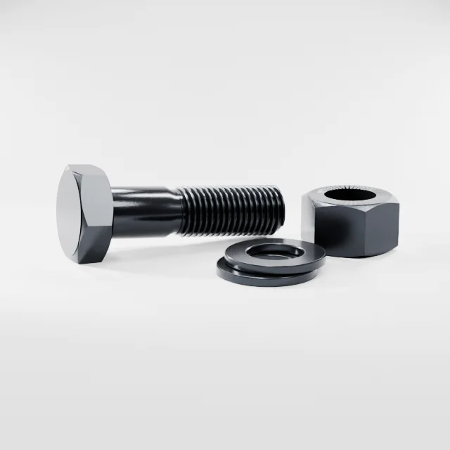 Heavy Hex Bolt Assemblies M30×110 10.9S Alloy Steel Black Oxide, Product rendering