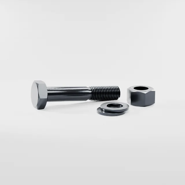 Heavy Hex Bolt Assemblies M30×160 10.9S Alloy Steel Black Oxide, Product rendering